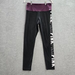 PINK Women Activewear Pants L Black Purple Yoga‎ Legging 26" Inseam Blend Cotton